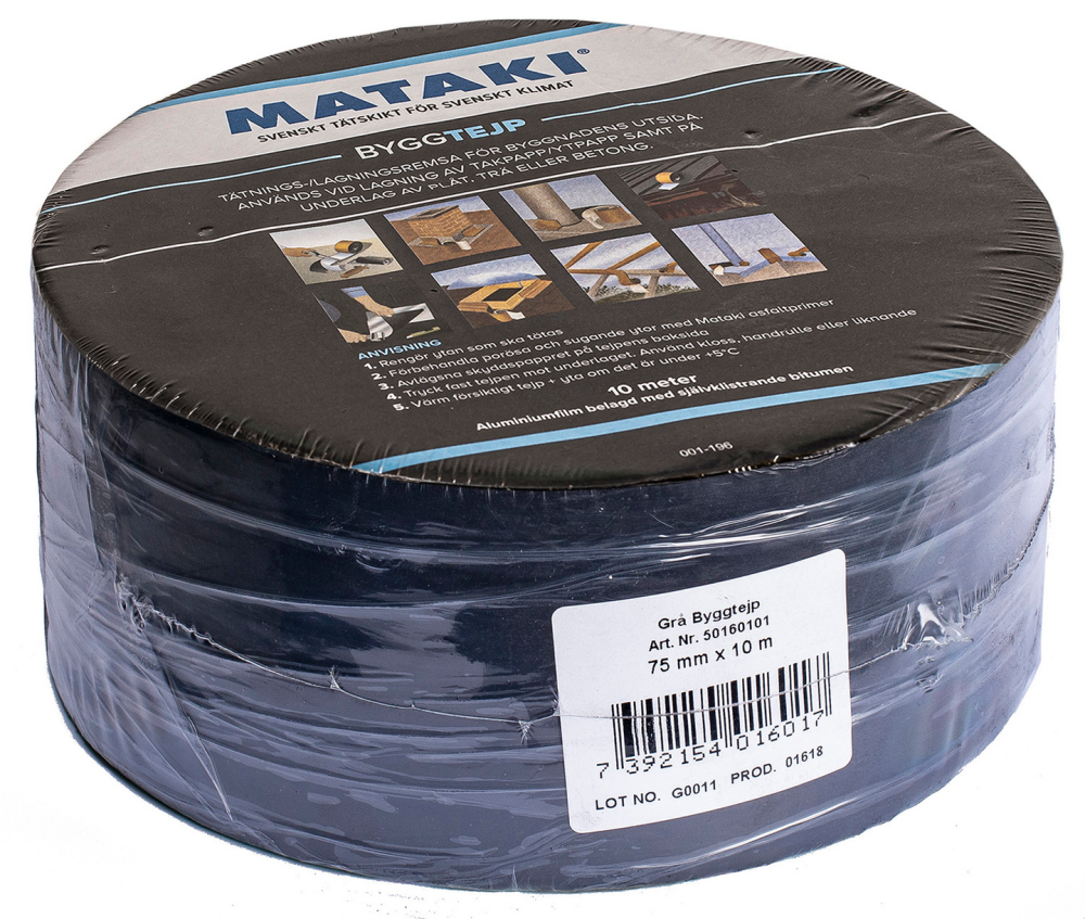 BYGGTEJP MATAKI MATAKI GRÅ 10MX75MM