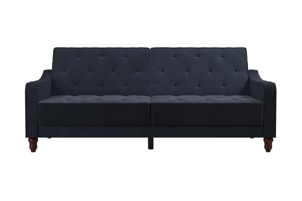 Vintage Tufted 2-sits Bäddsoffa Marinblå