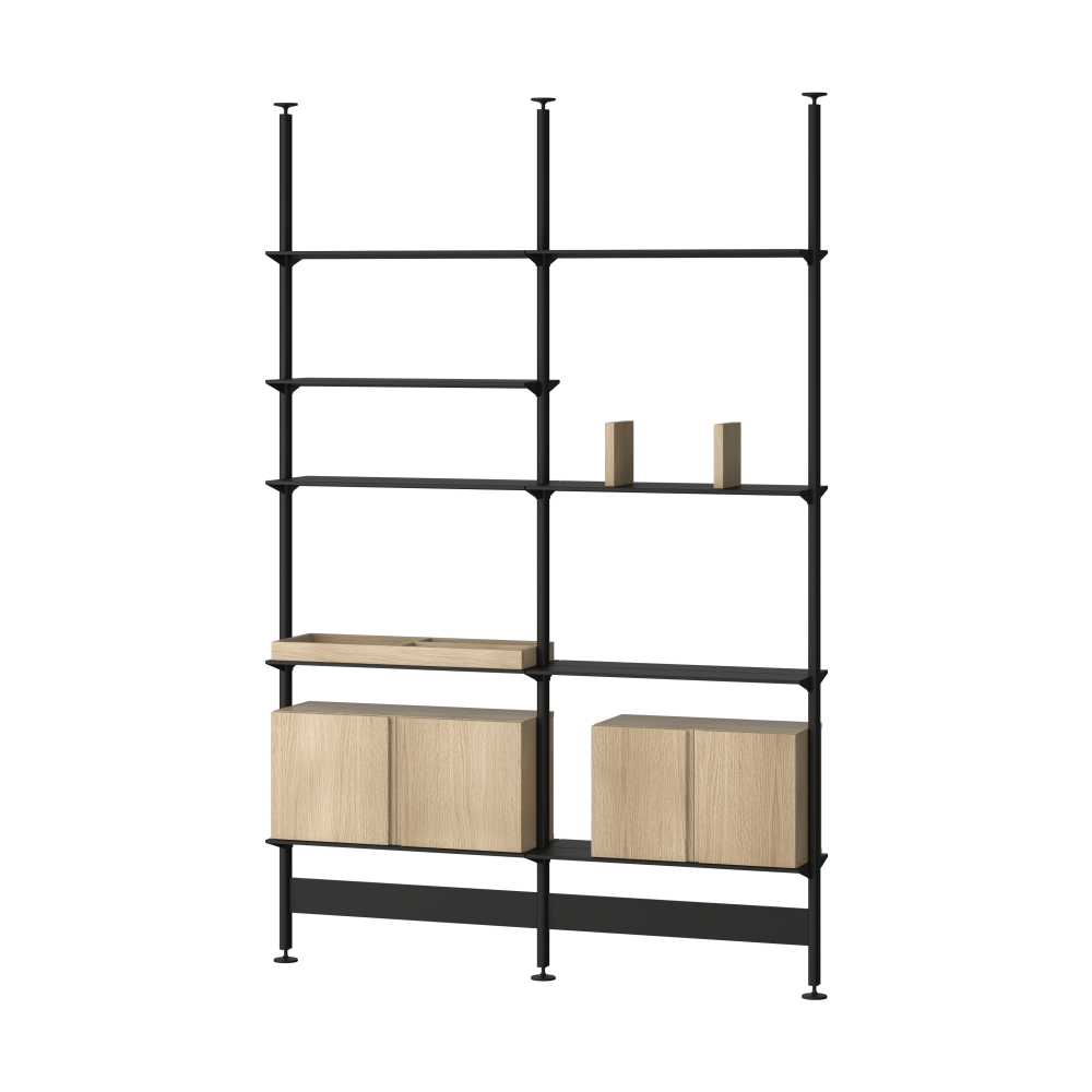 Pira G2 hyllsystem F C A Black/Oak 240-247 cm