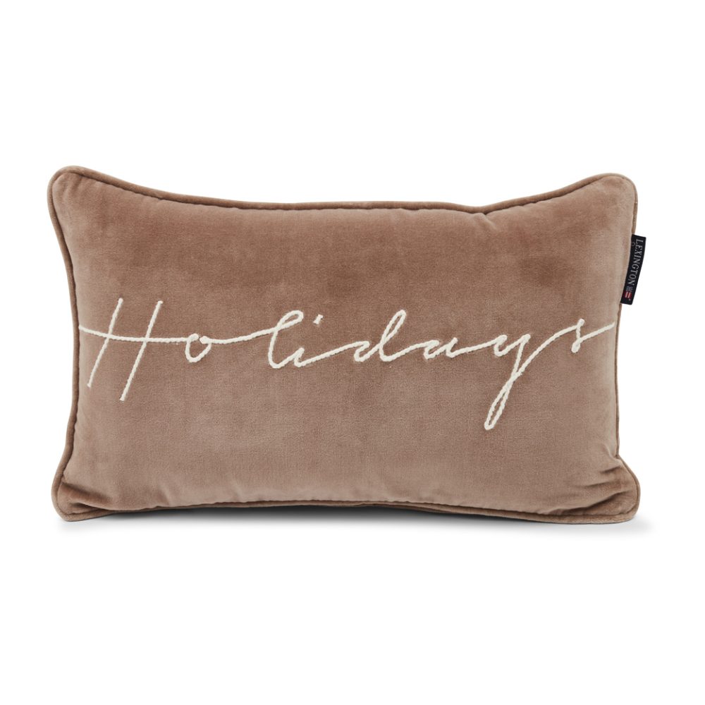 Holidays Cotton Velvet kudde 30x50 cm, Mid brown-white