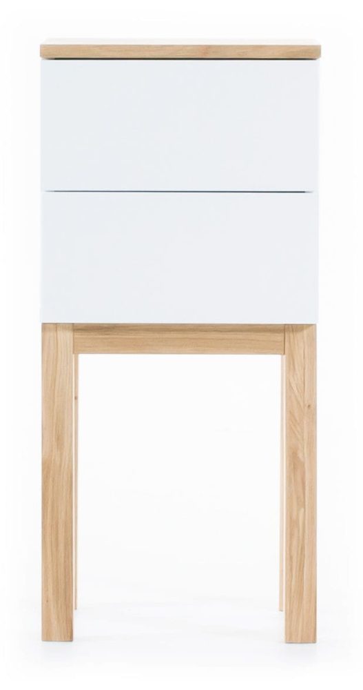 Sängbord vit med ek 75 cm