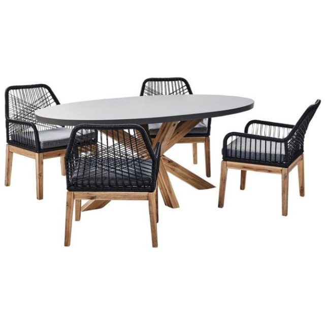 Matsalsset Oristano Grå/svart/ljus trä, 4-Sits