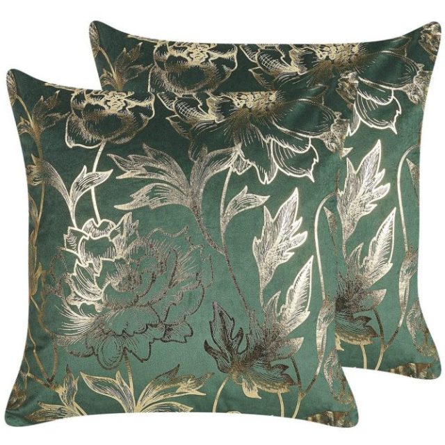 Prydnadskuddar Daffodil set om 2 Grön/guld