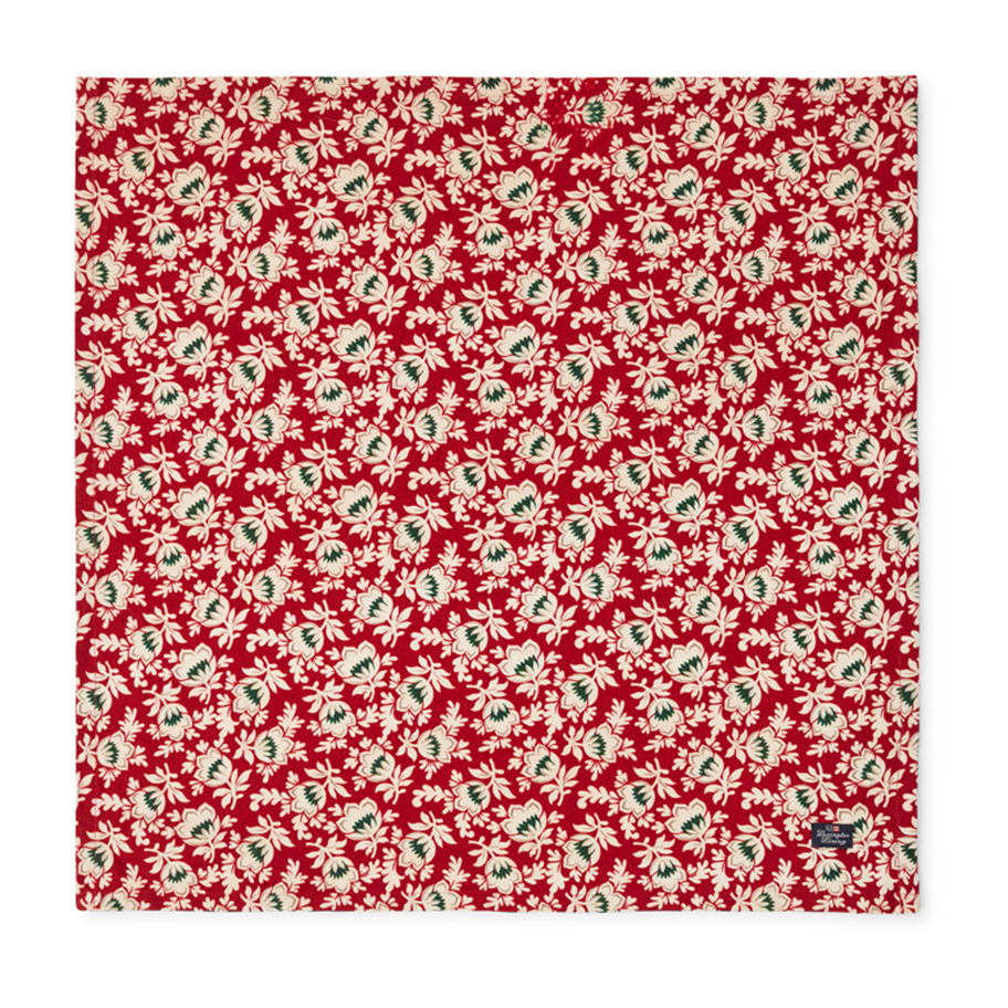 Printed Organic Cotton Twill servett 50x50 cm, Red-beige-green