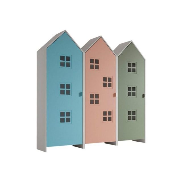 Skåp Casami Brygge 3-delad med 3 dörrar Rosa/Blå/Grön