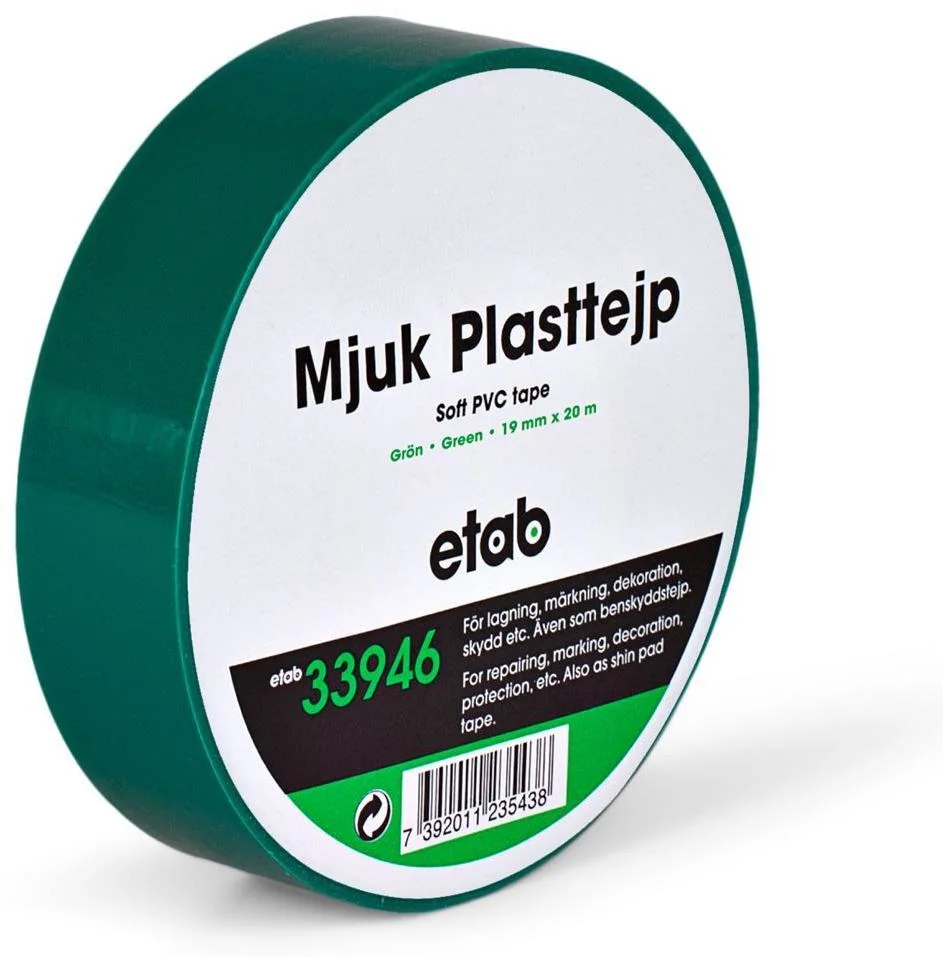 etab 33946 Plasttejp mjuk, PVC, 20 m svart, 50 mm