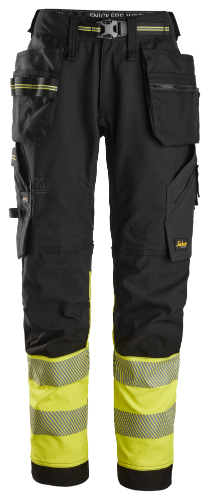STRETCHBYXA SNICKERS WORKWEAR VARSEL KL 1, SVART/VARSELGUL 104