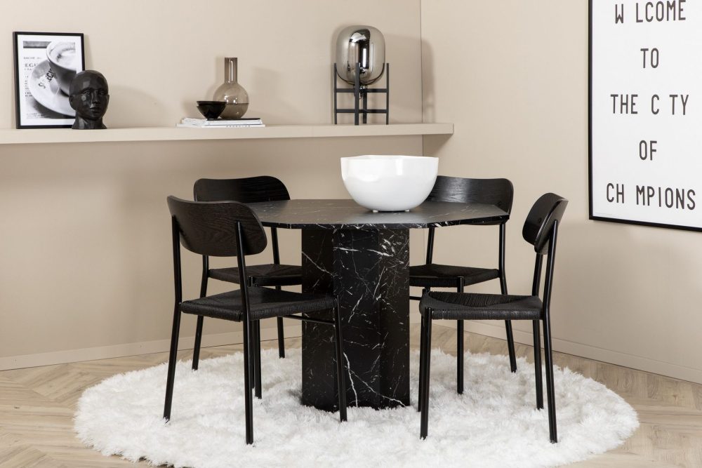 Marbs Matgrupp 110 cm Rund med 4 Polly stolar