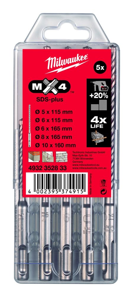 Kjøp Milwaukee Hammerborsett SDS+ MX4, 5-pakning