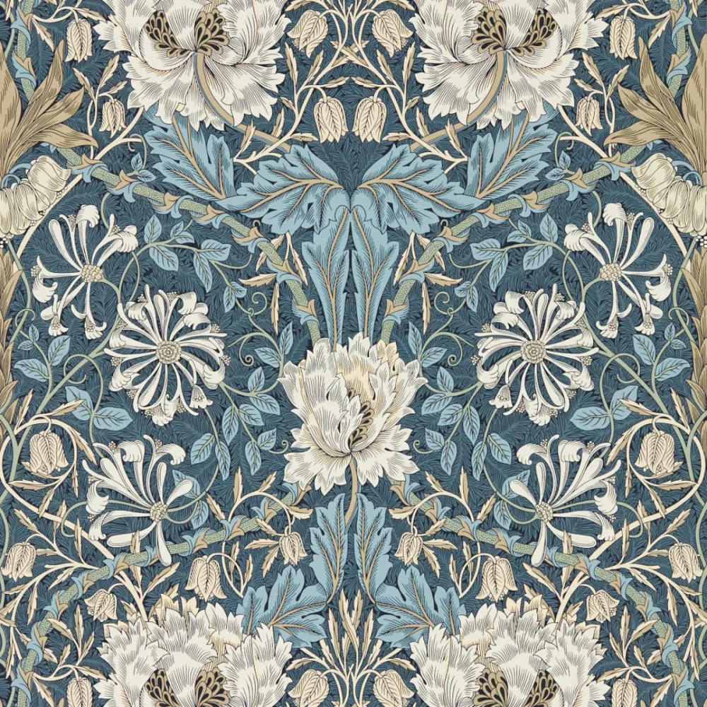 Morris and Friends Honeysuckle & Tulip Woad/thyme Mfrw217371 Tapet | Stuvbutiken
