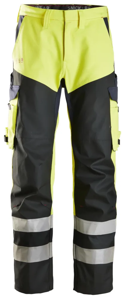 Snickers Workwear 6365 ProtecWork Arbetsbyxa varsel, gul/marinblå D124