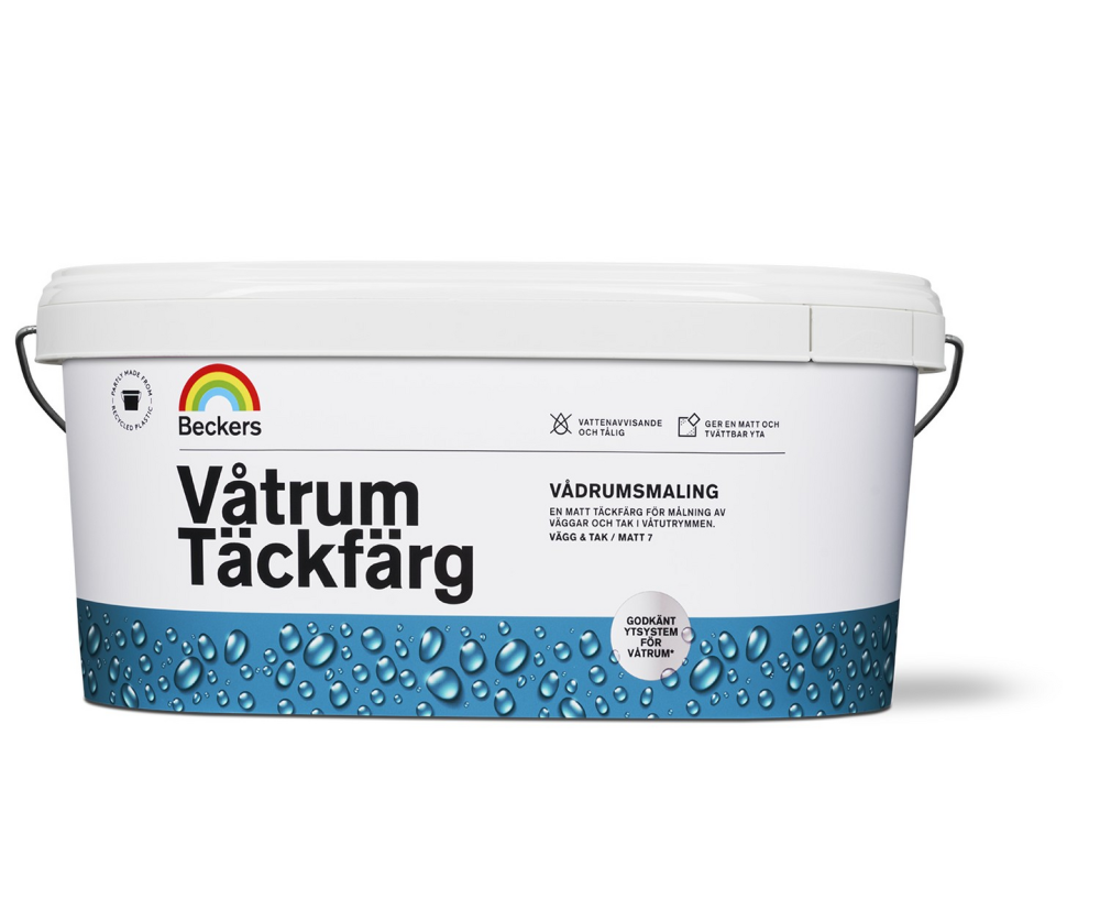 VÅTRUMSTÄCKFÄRG BECKERS VIT/BAS A 9L, 9L