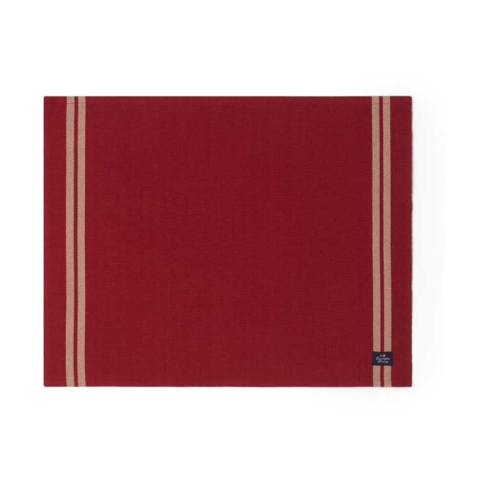 Side Striped Org Cotton Rib bordstablett 40x50 cm, Red-beige