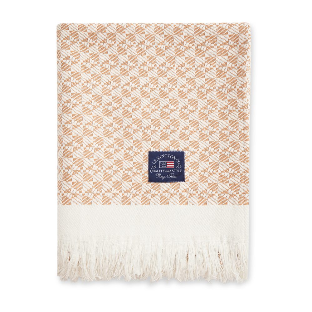 Striped Structured Recycled bomullspläd 130x170 cm, Beige-vit